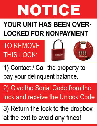 Sign Overlock - No Customer Portal - Red Lock - (5 Signs)